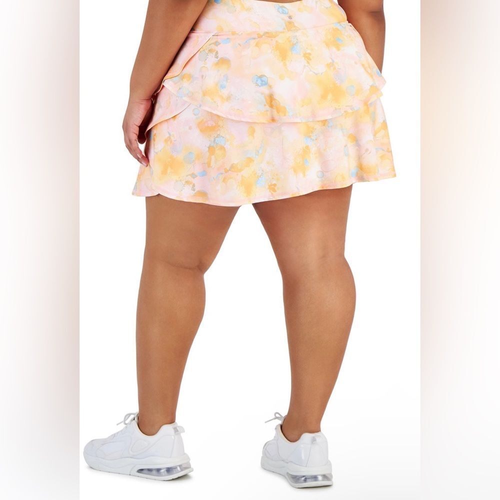 Ideology Pink Yellow Floral Tiered Tennis Skort - Picture 2 of 3